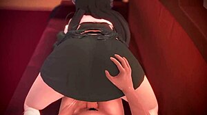 nerissa ravencroft gives footjob and rides doggystyle in hentai pov