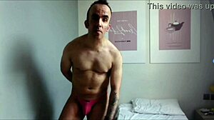 check out this horny muscular boy's solo cam with his big ass