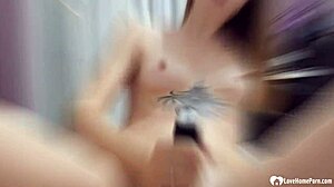 big booty babe uses a toy while riding