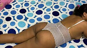 mayemarc1 lies on her back giving her ass from behind in doggystyle fucking until orgasm