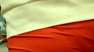 Hot girl in tight shorts at market