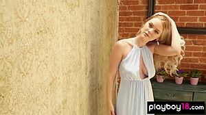 Sweet Newcomer Blondie Ora Reveals Perfect Natural Boobs Outdoors