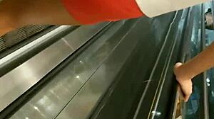 Hot girl in tight shorts at market