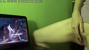 Redhead milf's DRY HUMPING ORGASM explodes while watching steamy porn