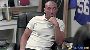 Skinny Asian Teen Sucks Monster Cock