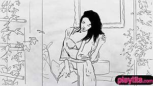 beautiful brunette sophie shows her tight tits