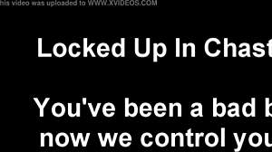 teasing locked cock with femdom toys