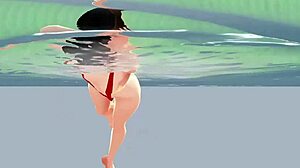 anime girl in micro bikini nip slip