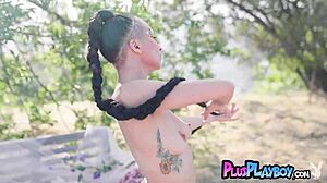 Sunny rips clothes to show tits