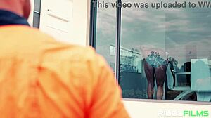 Muscle Barbie Receives Anal Creampie