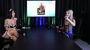 beautiful brazilian swinger flashes in lingerie, feeling excited for group anal sex with dwarf actor.