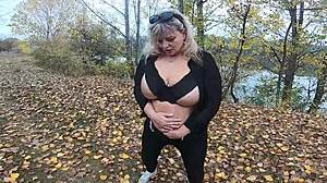 hot bbw milf gets tits massaged in park 😏