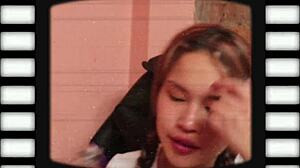 teen babe deepthroats big black cock, spitting and gagging 😋