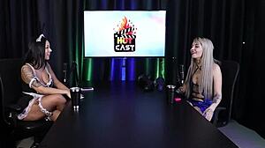 beautiful brazilian swinger flashes in lingerie, feeling excited for group anal sex with dwarf actor.