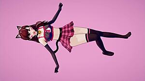 Hot D.Va kitten dances and seeks milk in anime cosplay 😈