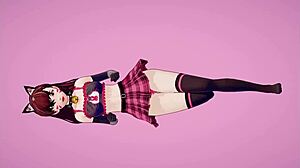 Hot D.Va kitten dances and seeks milk in anime cosplay 😈