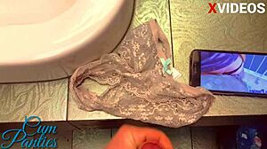 Framed my girlfriend stole her panties and cum in them