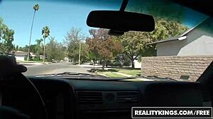 Milf Kierstin Koyote Feels Passion Kissing Cock on Street in Fishnets