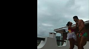 Me and lunna vaz on balcony during party