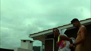 Me and lunna vaz on balcony during party