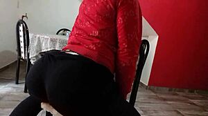 Ass in see-through leggings and spandex thong