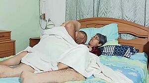 Stepmother caught masturbating, so I fucked her hard under the sheets.