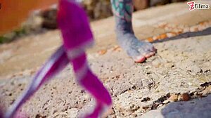 Does this tattooed girl with pierced pussy get anal outdoors?