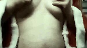 Bold Massage With Natural Tits In Christmas Show