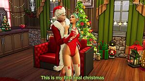 Tav Rides Astarion on Christmas Eve in Sims 4