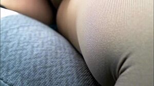My wife with long legs driving the car