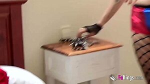 Harley Quinn cosplayer picks up guys for street blowjobs!