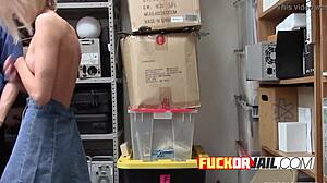 beautiful skinny blonde rides huge cock at work