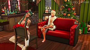 Tav Rides Astarion on Christmas Eve in Sims 4