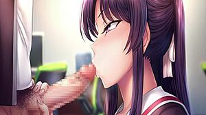 Hentai Girl Gives Blowjob in Game