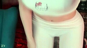 Sweet eaton teases in white leggings?