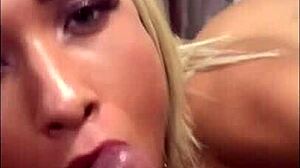 Moaning loud while swallowing huge cock in sexy cosplay lingerie