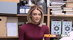 beautiful skinny blonde rides huge cock at work