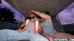 Construction worker gets sucked by man