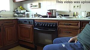 i flashed my huge dick to the indian bhabhi in the kitchen, and she drank my cumshot after.