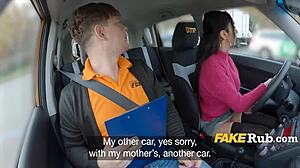 Driving Instructor Bangs Big Boobs Student in Backseat