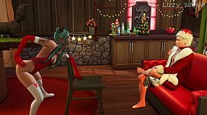 Tav Rides Astarion on Christmas Eve in Sims 4