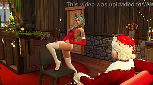 Tav Rides Astarion on Christmas Eve in Sims 4