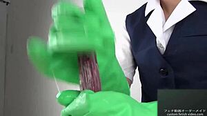 Intriguing Handjob Technique Using Latex Gloves