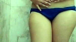 Big boobs girlfriend self fucks in bathroom