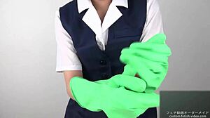 Intriguing Handjob Technique Using Latex Gloves