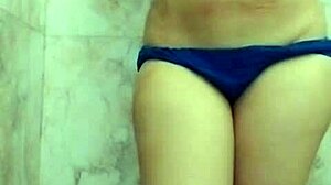 Big boobs girlfriend self fucks in bathroom