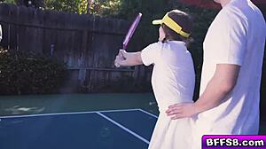 Besties Crave Tennis Stud For Wild Outdoor Fuck