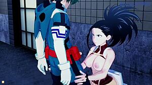 mina ashido, momo yaoyorozu, izuku midoriya in intense creampie sex hentai