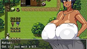 tanned girl natsuki in hentai game ep 4 with plump curvy body