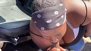 Crazy BBW Ebony Sucks Cock Madly In Public Outdoor